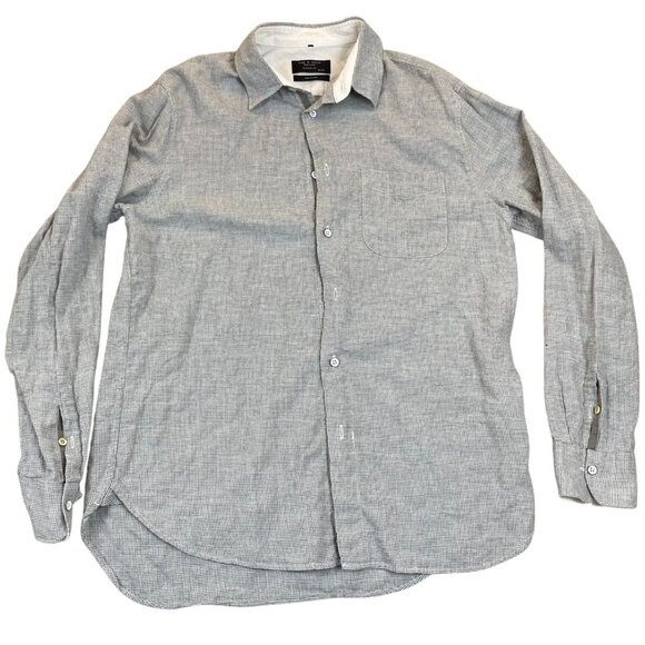 Rag & Bone Mens Button Up Shirt Classic Fit Medium Gray Herringbone Long Sleeves - Picture 1 of 11